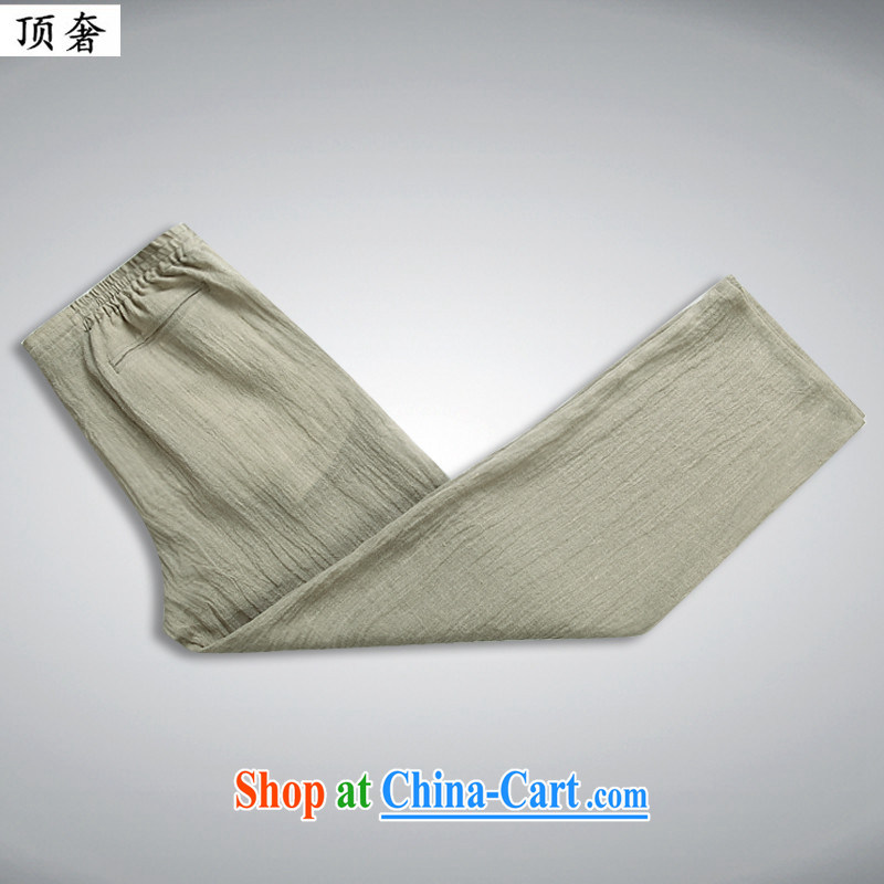 Top Luxury 2015 new high quality traditional middle-aged men's advanced money-wrinkled linen Chinese men and a short-sleeved Chinese men's Casual Shirt, Summer Package T 6007 M Gray pants 190, top luxury, shopping on the Internet