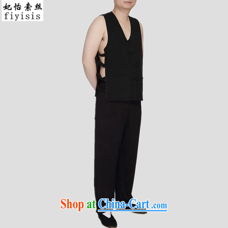Princess Selina CHOW in traditional cotton the Chinese men's vest sweat vest eschewed Liffey summer T-shirts, shoulder Chinese Michael MAK-clip 2015 new vest men's slim black T-shirt and black trousers package 185, Princess Selina Chow (fiyisis), online s