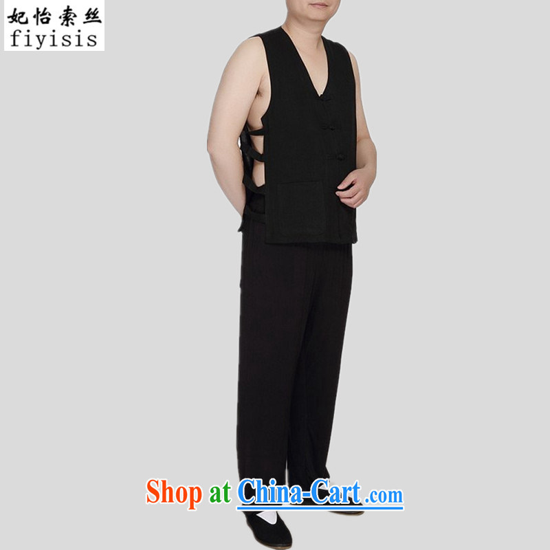Princess Selina CHOW in traditional cotton the Chinese men's vest sweat vest eschewed Liffey summer T-shirts, shoulder Chinese Michael MAK-clip 2015 new vest men's slim black T-shirt and black trousers package 185, Princess Selina Chow (fiyisis), online s
