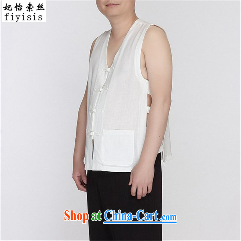 Princess Selina CHOW, silk and cotton in the older summer men and a Chinese vest Tang on the shoulder and eschewed the MA folder comfortable, breathable sweat black men Chinese sleeveless shirts white, 165, Princess Selina Chow (fiyisis), online shopping