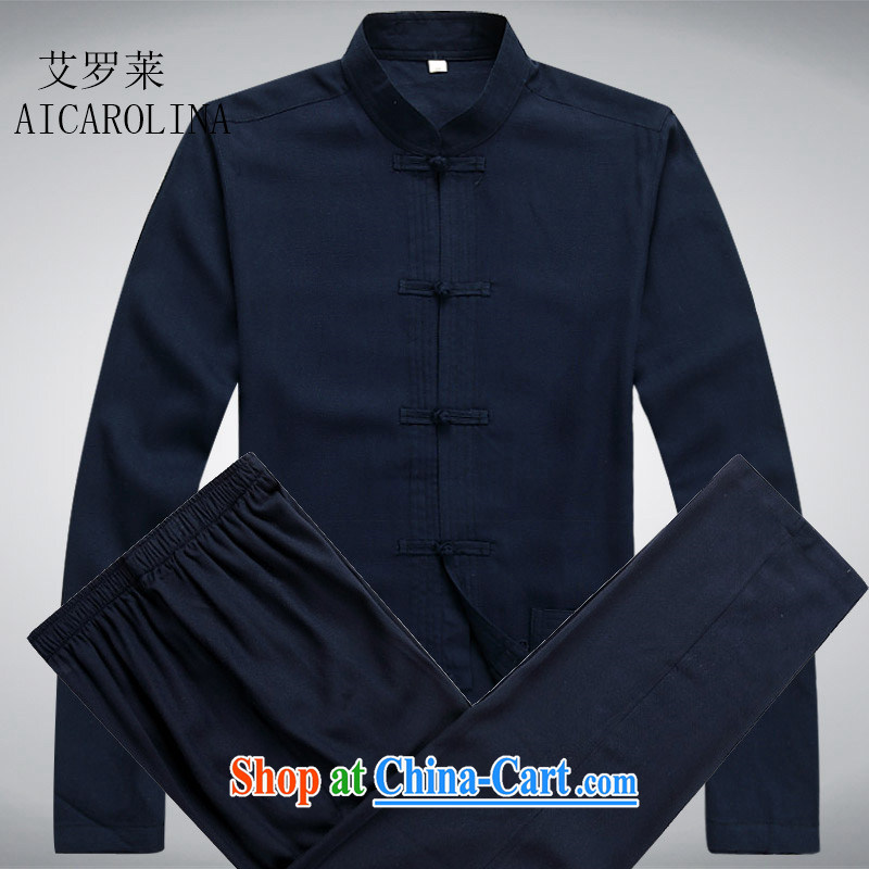 The Carolina boys China wind men's Chinese package men and long-sleeved jacket Chinese Spring and Han-gown of dark blue Kit XXXL