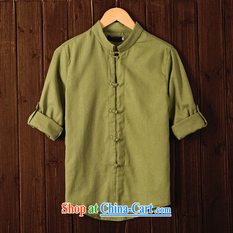 Extreme first autumn 2015 men's Chinese shirt China wind culture T-shirt 7 sub-sleeved shirts cuff in linen and the fat shirt Peacock Blue XXL, extreme (ZUNSHOU), shopping on the Internet