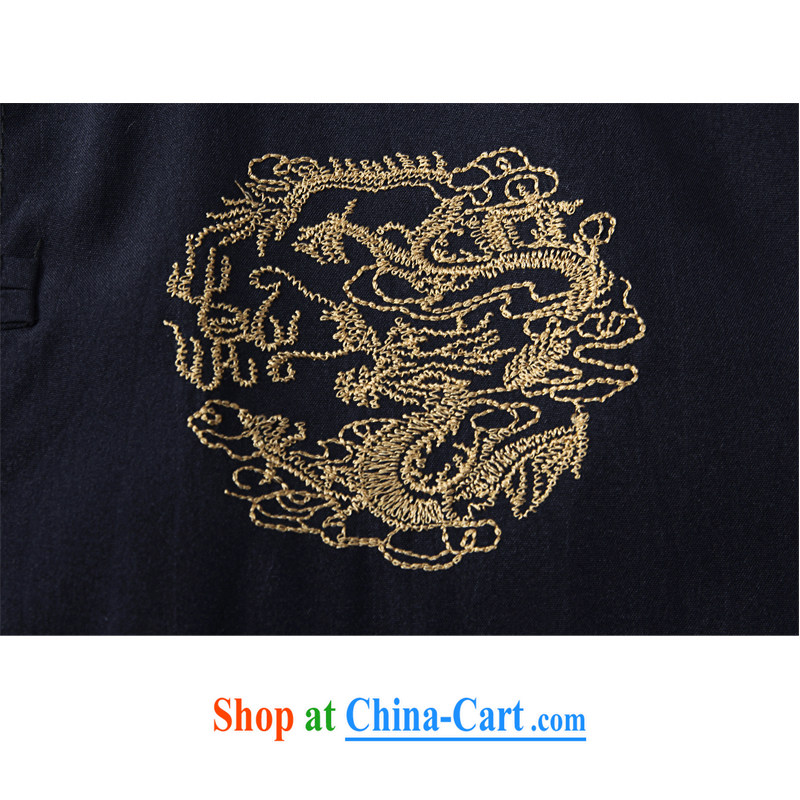 Kim Ho-The summer cotton middle-aged and older men's short-sleeved Chinese manual tray for Chinese men shirt retro China wind of the Dragon Chinese father with navy 40 Navy 43, Seung-jeong (CHENGZHENG), shopping on the Internet