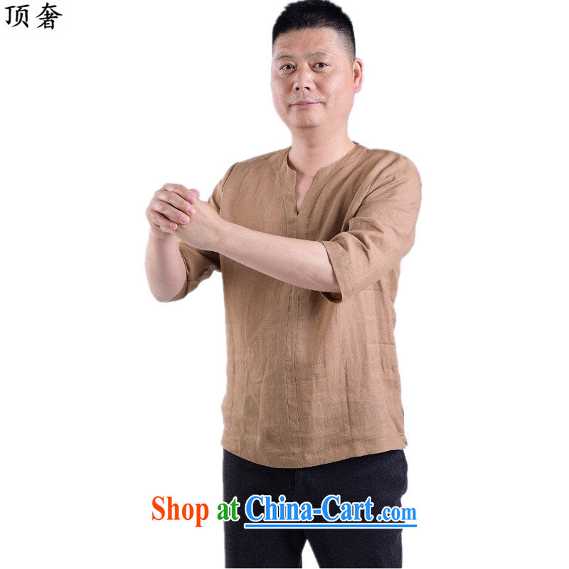 Top Luxury 2015 new short-sleeved Chinese T-shirt V for men and elderly people in China wind men's casual summer Chinese clothing elderly ethnic wind cotton the card color 190 and the top extravagance, and shopping on the Internet