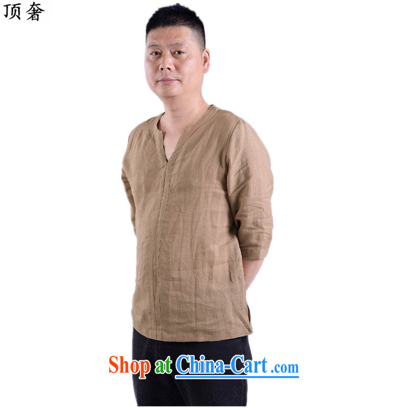 Top Luxury 2015 new short-sleeved Chinese T-shirt V for men and elderly people in China wind men's casual summer Chinese clothing elderly ethnic wind cotton the card color 190 and the top extravagance, and shopping on the Internet