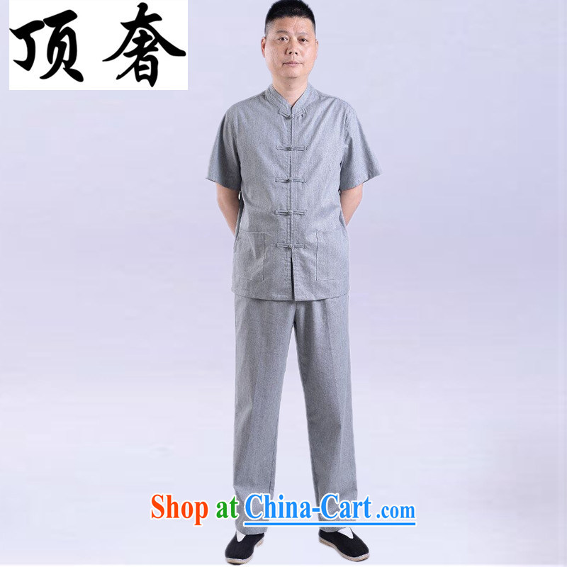 Top Luxury men's summer short-sleeved Chinese, for the charge-back cotton the national costumes and old dad napped load package and indeed increase, China wind cotton the half sleeve kit gray, Kit 185