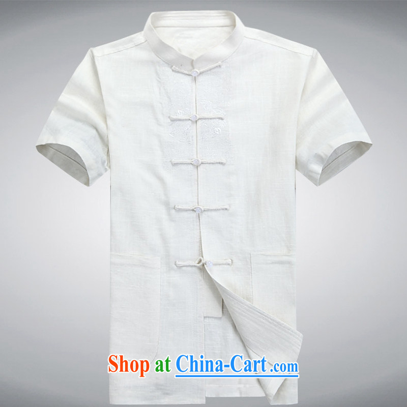 new, genuine ethnic wind in the kit men's cotton mA short-sleeve kit, older men's summer Chinese, manually for the buckle half sleeve the father Tang with beige XXXL/190, and mobile phone line (gesaxing), and, on-line shopping