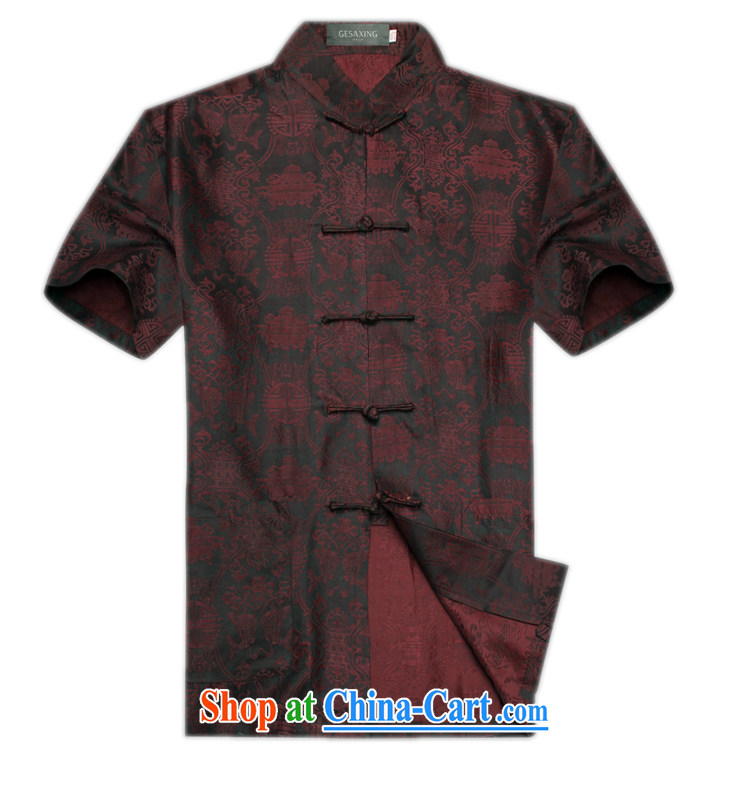 2015 summer silk men Chinese men and a short-sleeved, older persons Grandpa summer T-shirt stylish double-fish Men Sauna silk, short-sleeved Chinese fragrant cloud yarn dark red XL/180 pictures, price, brand platters! Elections are good character, the national distribution, so why buy now enjoy more preferential! Health