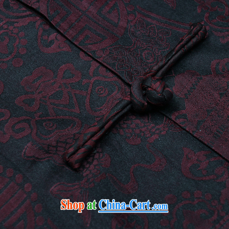 2015 summer silk men Chinese men and a short-sleeved, older persons Grandpa summer T-shirt stylish double-fish men's Sauna silk, short-sleeved Chinese fragrant cloud yarn dark red XL/180, and mobile phone line (gesaxing), and, on-line shopping