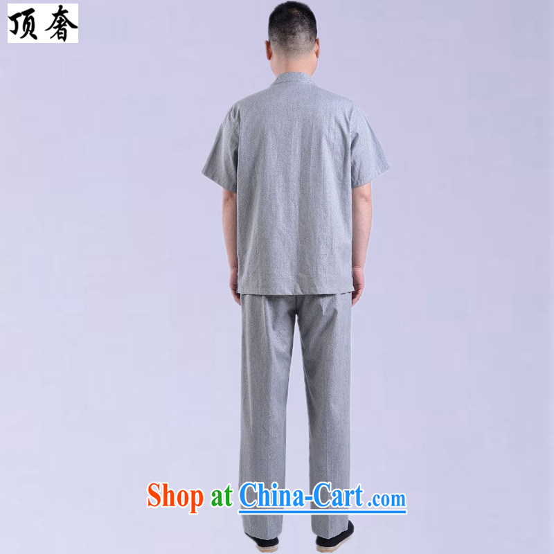 The top luxury in older short-sleeved Tang is set men, short-sleeved-tie shirt loose the code t-shirt and pants China wind National wind costumes and indeed XL light gray 165, top luxury, shopping on the Internet