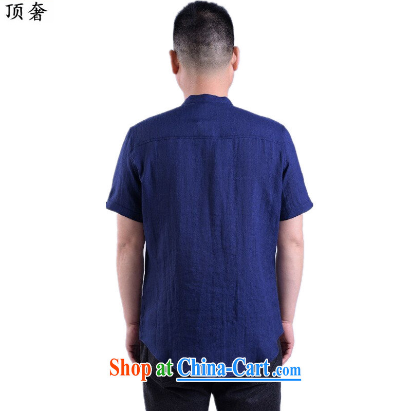 Top Luxury 2015 new Chinese men and a short-sleeved T-shirt short-sleeved lounge/Summer men's short-sleeved linen men and Tang with leisure, older men's shirts blue 190, and the top luxury, shopping on the Internet