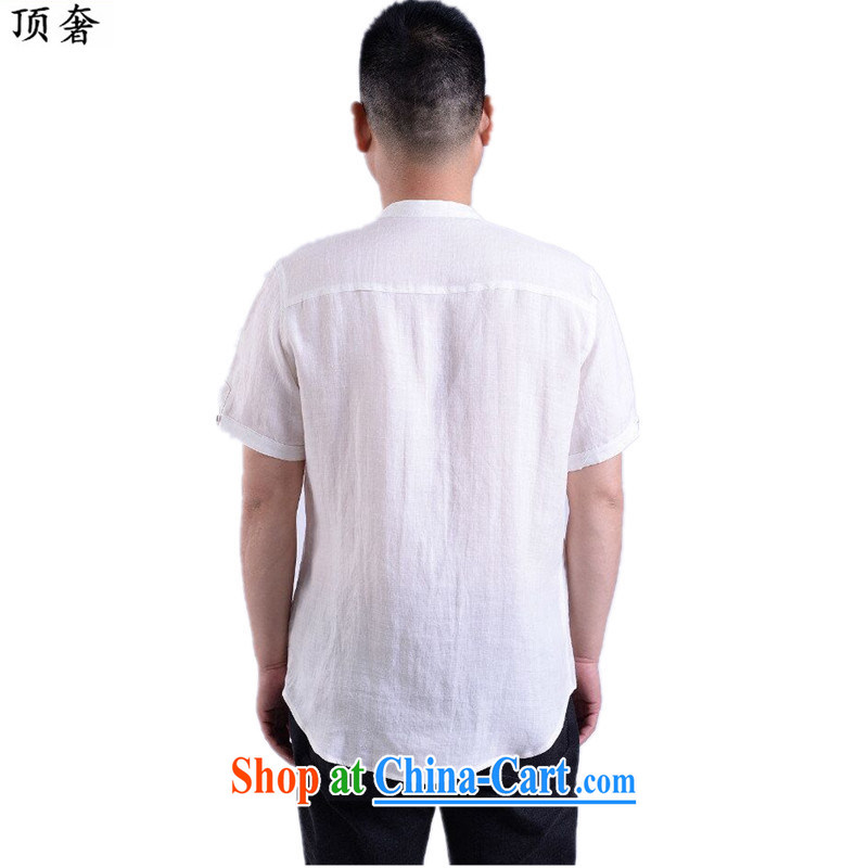 Top Luxury 2015 new middle-aged and older men's summer Chinese clothing men's Chinese short-sleeved T-shirt Chinese casual male elderly clothing shirt white 190, the top luxury, shopping on the Internet
