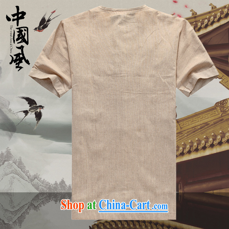 Men's short-sleeved Chinese summer 2015 new male Chinese cotton mA short-sleeved T-shirt China wind, older men and Chinese 265 D Cornhusk yellow XXL, JACK EVIS, shopping on the Internet