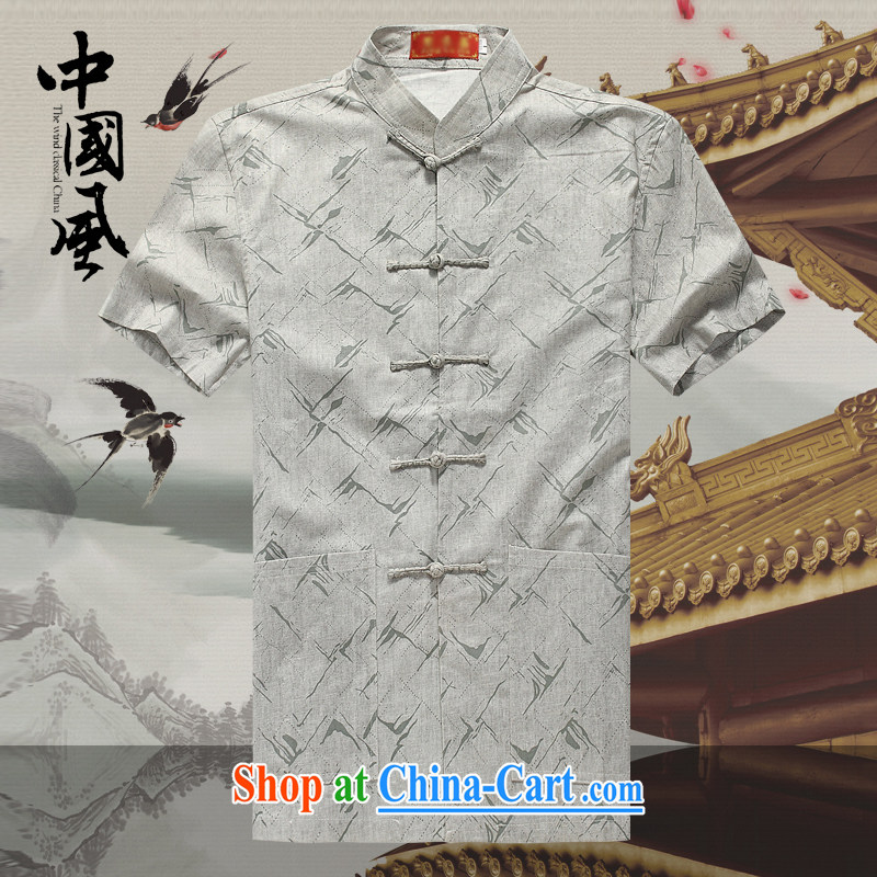 Men's short-sleeved Chinese summer 2015 new male Chinese cotton the T-shirt with short sleeves shirt China wind, older Chinese D 255 dark gray XXL, JACK EVIS, shopping on the Internet