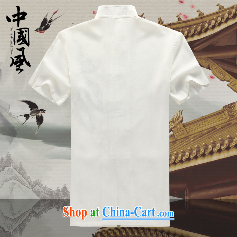Men's short-sleeved Chinese summer 2015 new male Chinese cotton mA short-sleeved T-shirt China wind, older men and Chinese D 201 white XXXL, JACK EVIS, shopping on the Internet
