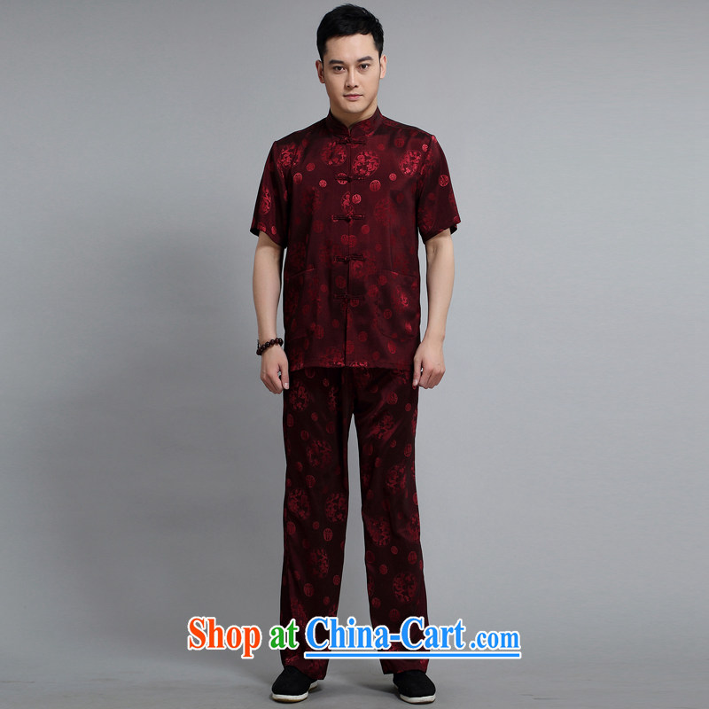 Chinese men and short-sleeve kit summer new, older men's cotton the male, Tang with morning exercise clothing exercise clothing Tai Chi uniforms with his father in 1502 suite 175, JACK EVIS, shopping on the Internet