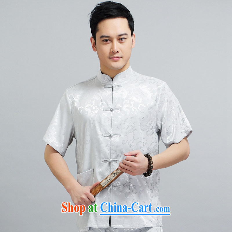 Chinese men and short-sleeve kit AMOI, older men's cotton Ma Man Tang with jogging clothes exercise clothing Tai Chi uniforms father loaded 1506 white suite 180, JACK EVIS, shopping on the Internet