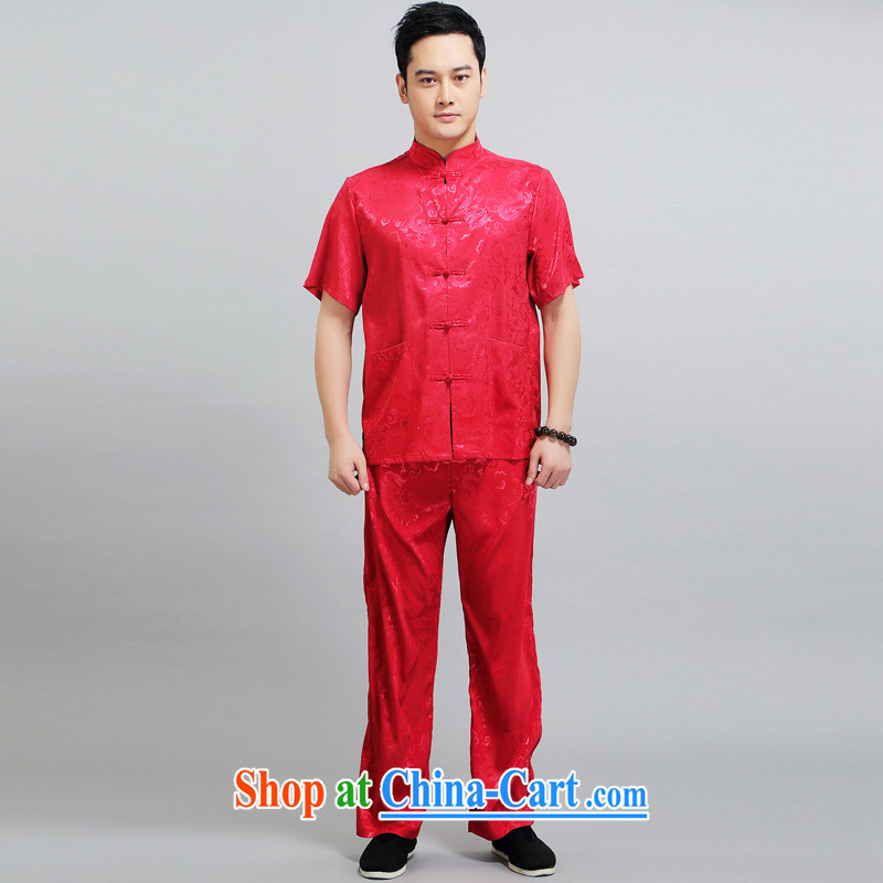 Chinese men and short-sleeve kit AMOI, older men's cotton Ma Man Tang with jogging clothes exercise clothing Tai Chi uniforms father loaded 1506 white suite 180, JACK EVIS, shopping on the Internet