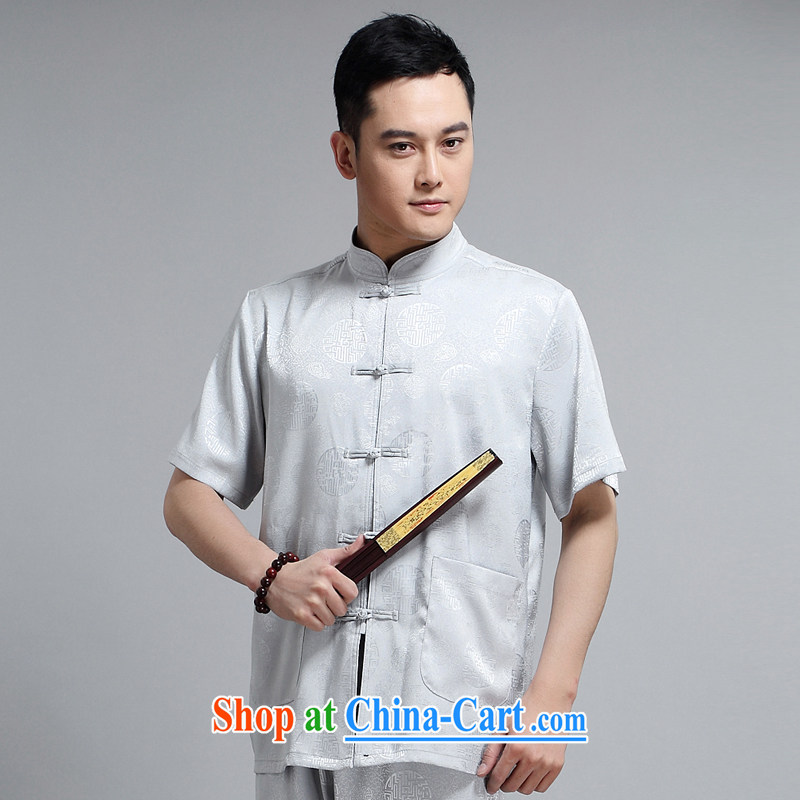 Chinese men and short-sleeve kit AMOI, older men's cotton Ma Man Tang with jogging clothes exercise clothing Tai Chi uniforms father 1503 Load white package 185, JACK EVIS, shopping on the Internet
