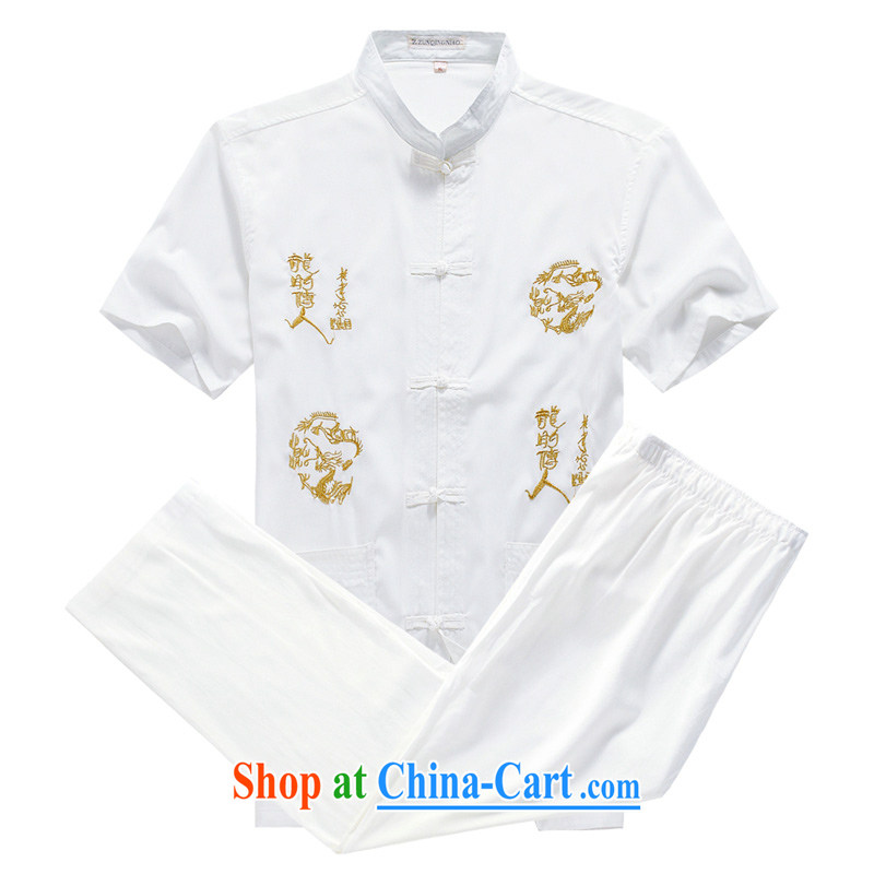 Tang is the short-sleeve kit summer new short-sleeved Kit Tang in older men's exercise clothing Tai Chi uniforms of the Dragon Kit white 41