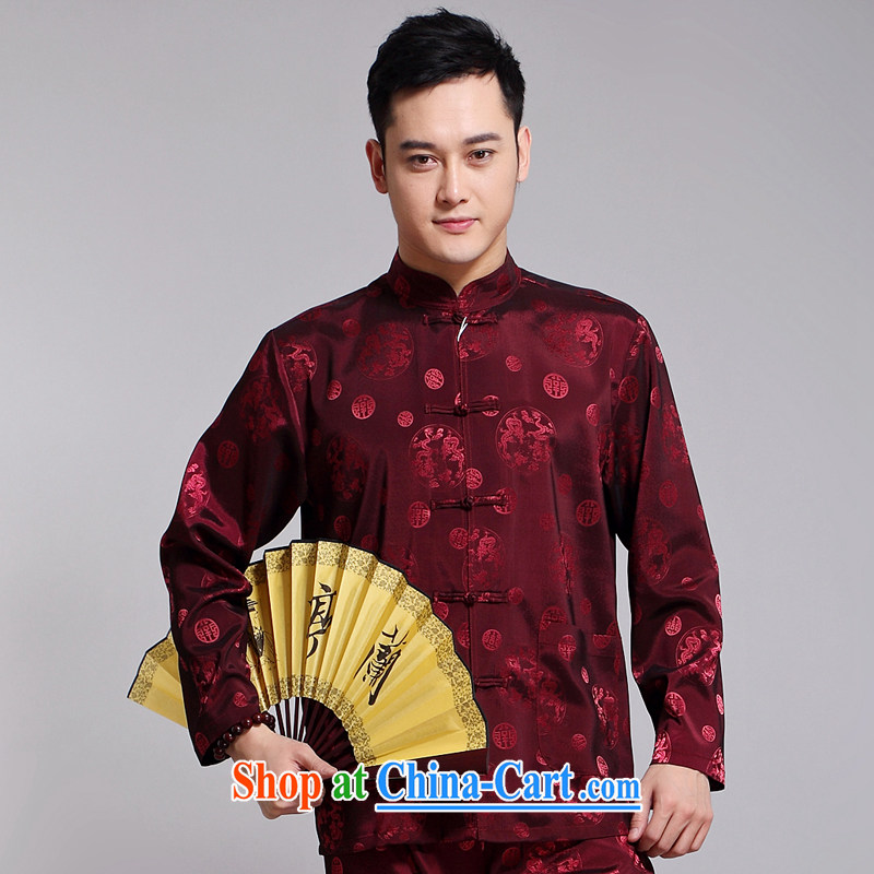Chinese men set new, older men's Sauna silk morning exercise clothing exercise clothing Tai Chi Kit long-sleeved Tang replace 1516 blue 180, JACK EVIS, shopping on the Internet