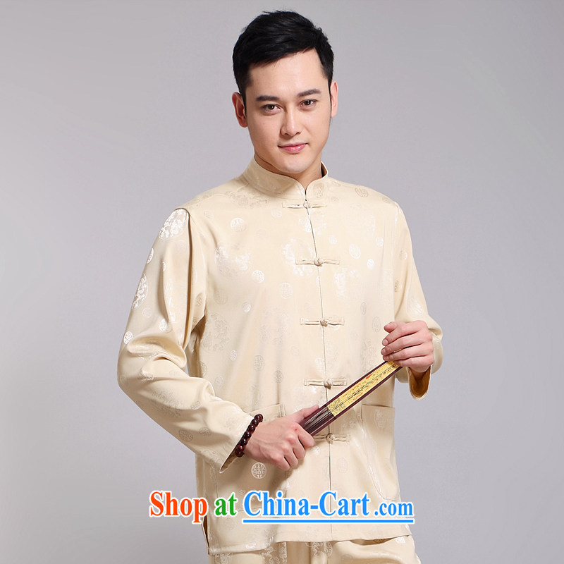 Chinese men set new, older men's Sauna silk morning exercise clothing exercise clothing Tai Chi Kit long-sleeved Tang replace 1516 blue 180, JACK EVIS, shopping on the Internet