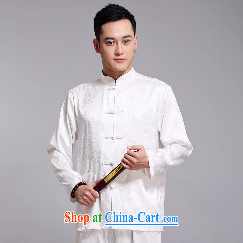 Chinese men's kit 2015 spring and summer new Chinese men and Replacing the older sauna silk morning Tai Chi 练练功 serving China wind, men's long-sleeved Chinese Red Cross 1518 185, JACK EVIS, shopping on the Internet