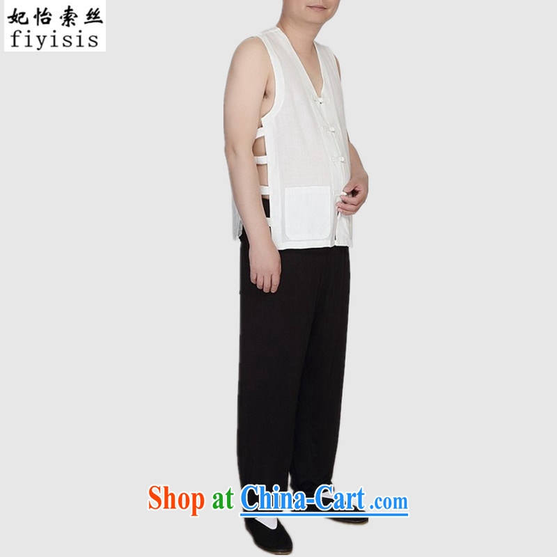 Princess Selina CHOW in 2015 new traditional-buckle cotton muslin Chinese men and a sweat vest eschewed Liffey summer T-shirts, shoulder Chinese Michael Mak beige 175, Princess Selina Chow (fiyisis), online shopping