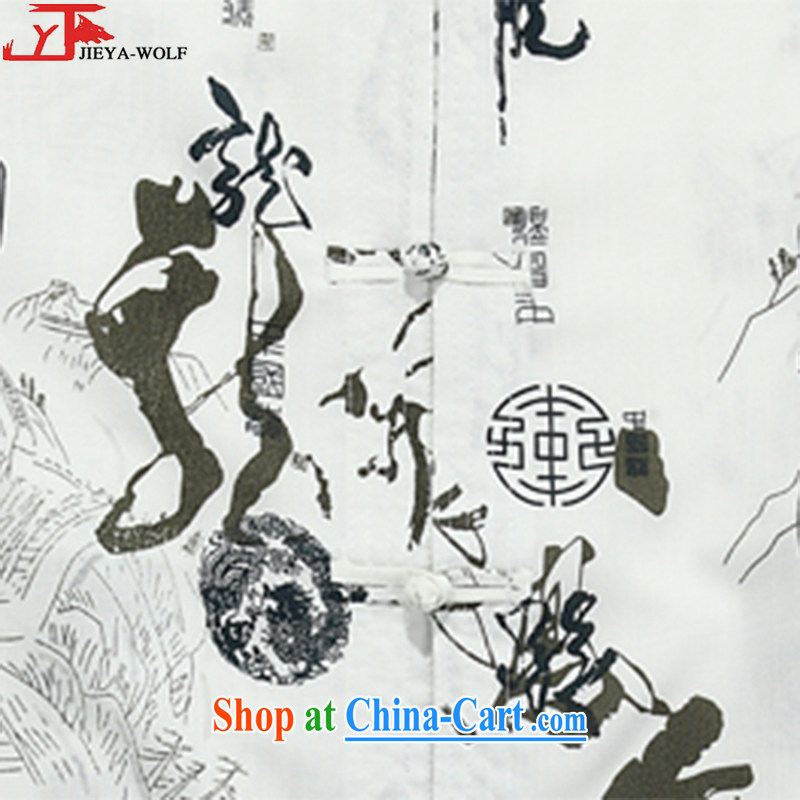 Jack And Jacob - Wolf JEYA - WOLF new Chinese men's short-sleeve fine cotton Ma T-shirt summer thin male Chinese national leisure Tai Chi dancers, white 165/S, JIEYA - WOLF, shopping on the Internet