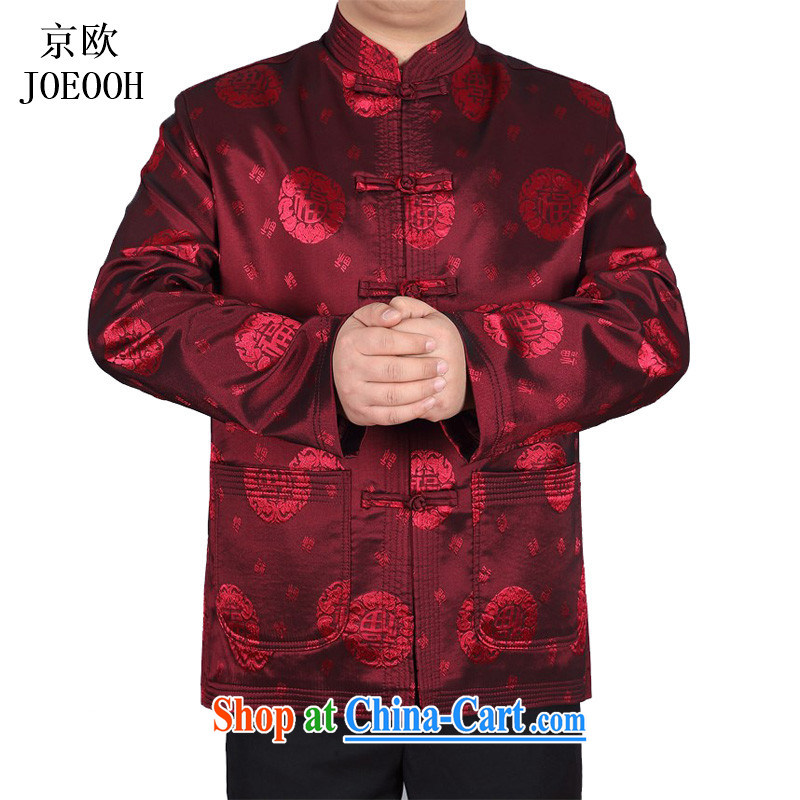 Putin's European middle-aged and older persons male Chinese Chinese long-sleeved Chinese wind jacket coat, Yi middle-aged men and spring and autumn red XXXL