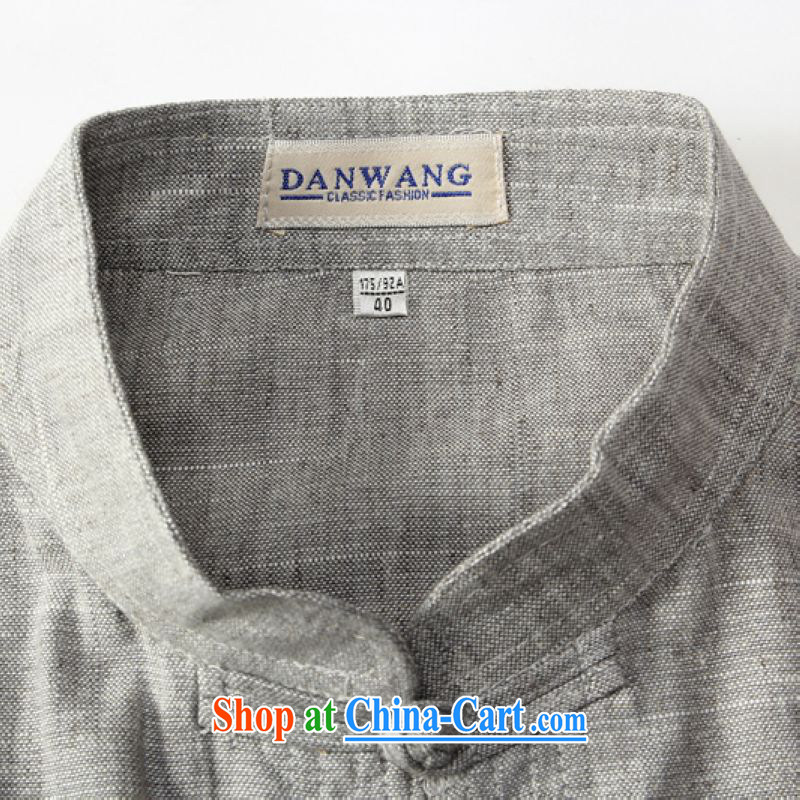 ground floor is still building 2015 new middle-aged and older men's short-sleeved shirt T summer father with linen breathable China wind leisure Chinese gray 185, the property is still property, shopping on the Internet