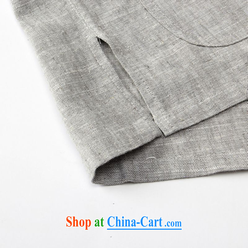 ground floor is still building 2015 new middle-aged and older men's short-sleeved shirt T summer father with linen breathable China wind leisure Chinese gray 185, the property is still property, shopping on the Internet