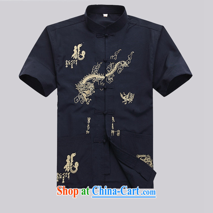 Putin's European men's short-sleeved, older Chinese summer older persons summer China wind Dragon men Tang package with dark blue Kit L pictures, price, brand platters! Elections are good character, the national distribution, so why buy now enjoy more preferential! Health