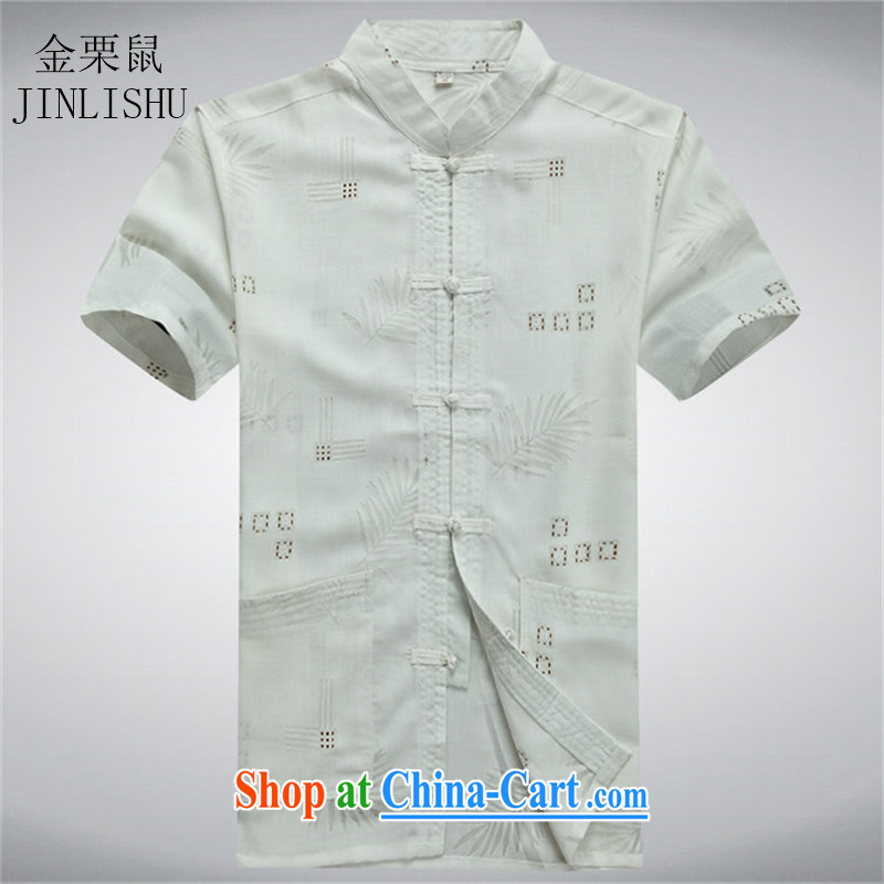 The chestnut mouse summer middle-aged men with short T-shirt with short sleeves, older men's summer shirt white XXXL
