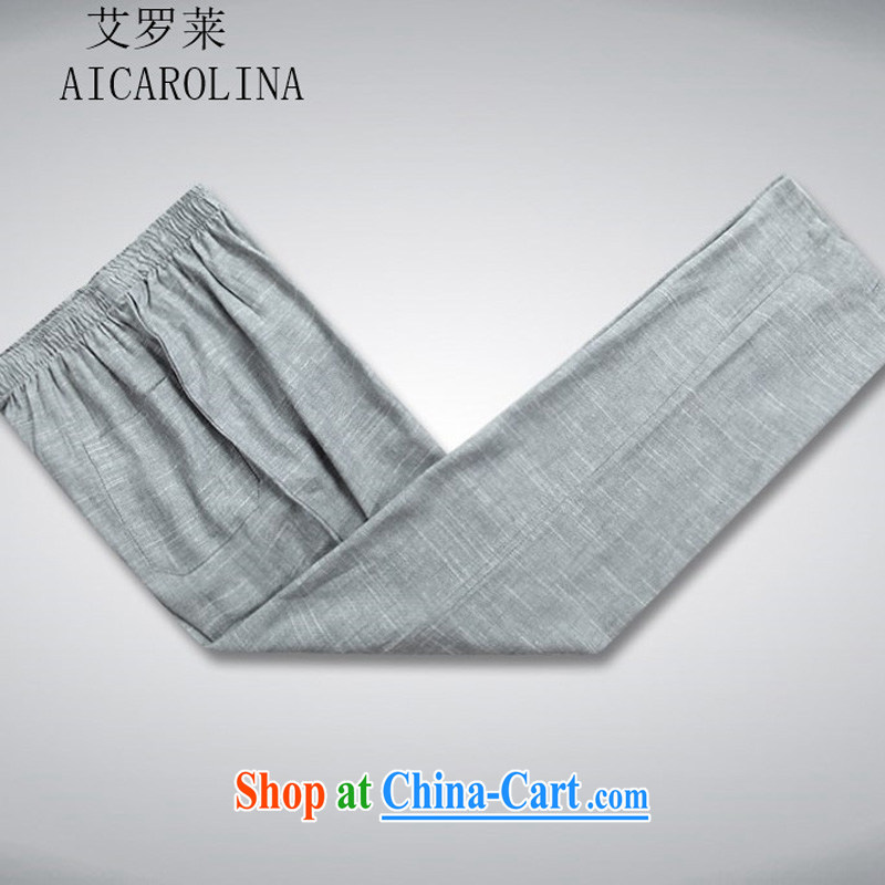 The Honorable Henry Tang, the men's kit spring loaded long-sleeved in the male-tang is set the code in older linen Chinese men and light gray pants L