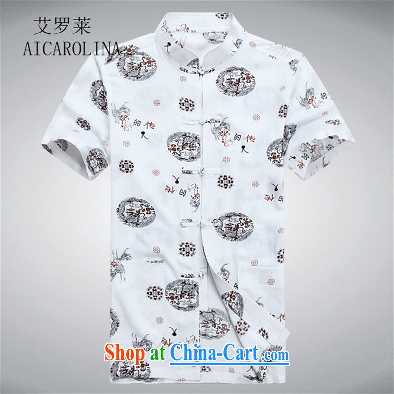 The Luo, China wind summer cotton Tang Replace T pension middle-aged and older leisure the code t-shirt middle-aged men Tang with short-sleeved white XXXL