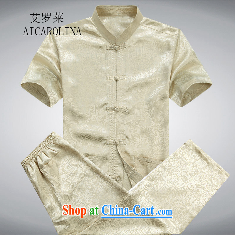The Carolina boys spring_summer men's Tang replace short sleeve with older persons in China wind male elderly grandparents summer gold package XXXL