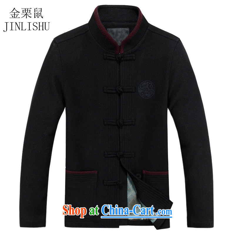 The chestnut mouse China wind spring men's Chinese middle-aged and older persons is spring-loaded and smock jacket Navy XXXL