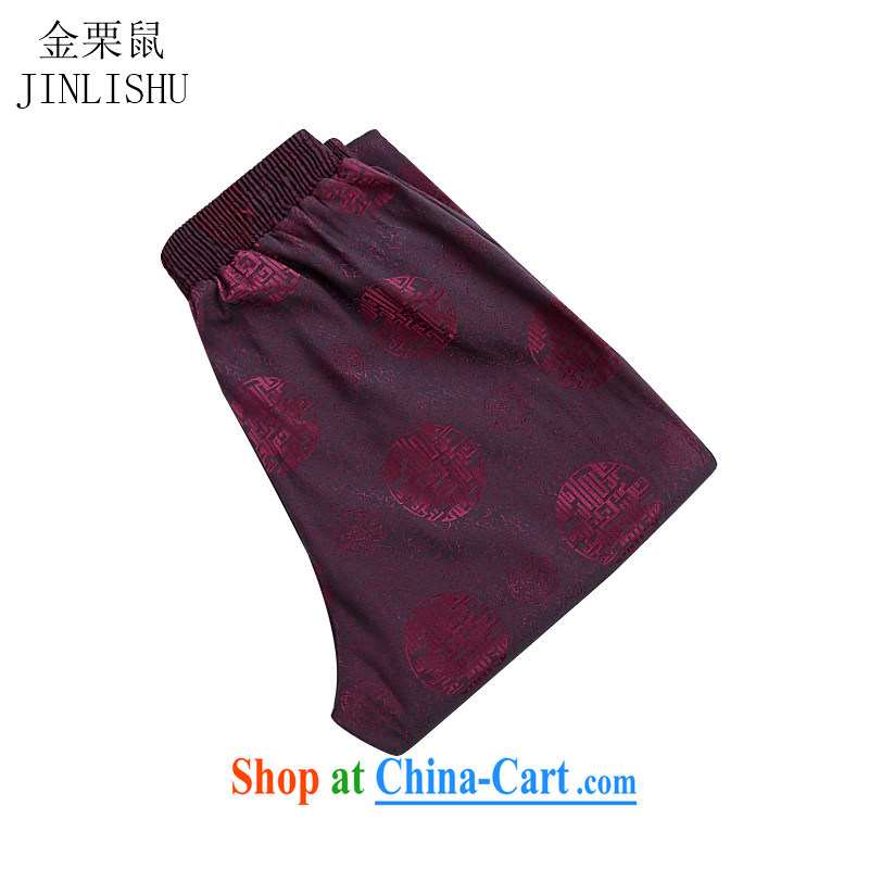 Kim Jong-il chestnut mouse New China wind Elastic waist short pants has been the men's pants and comfortable red 4 XL, the chestnut mouse (JINLISHU), online shopping