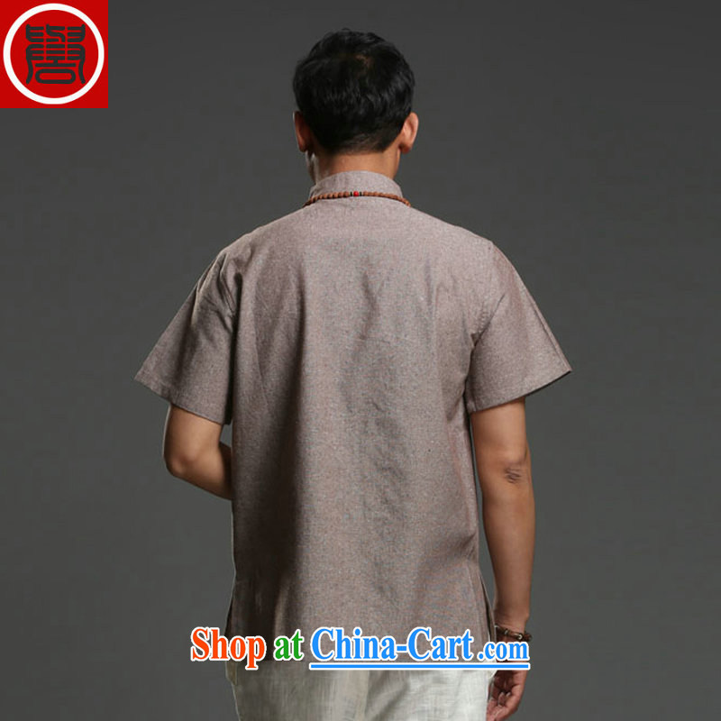 Internationally renowned Chinese men's short-sleeved cotton Ma 2015 New Dragon tattoo Chinese summer breathable T-shirt, dress, Brown (185) and internationally renowned (CHIYU), online shopping