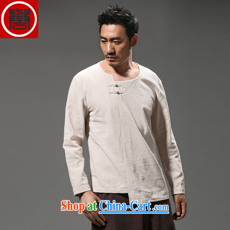 Internationally renowned Chinese wind smock men and long-sleeved T-shirt and hand-tie men's new autumn and the Han-T-shirt Kung Fu T-shirt Chinese Dress blue 4 XL, internationally renowned (CHIYU), online shopping