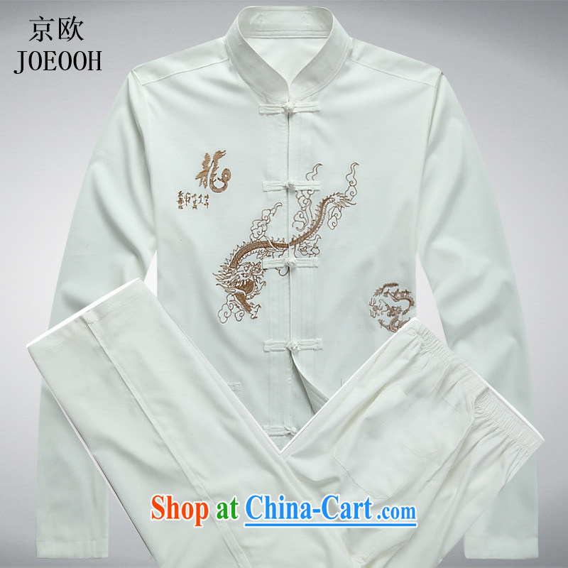 Beijing in the older Chinese Spring new long-sleeved Kit Chinese, for the charge-back the code embroidery, older persons set the white Kit XXXL