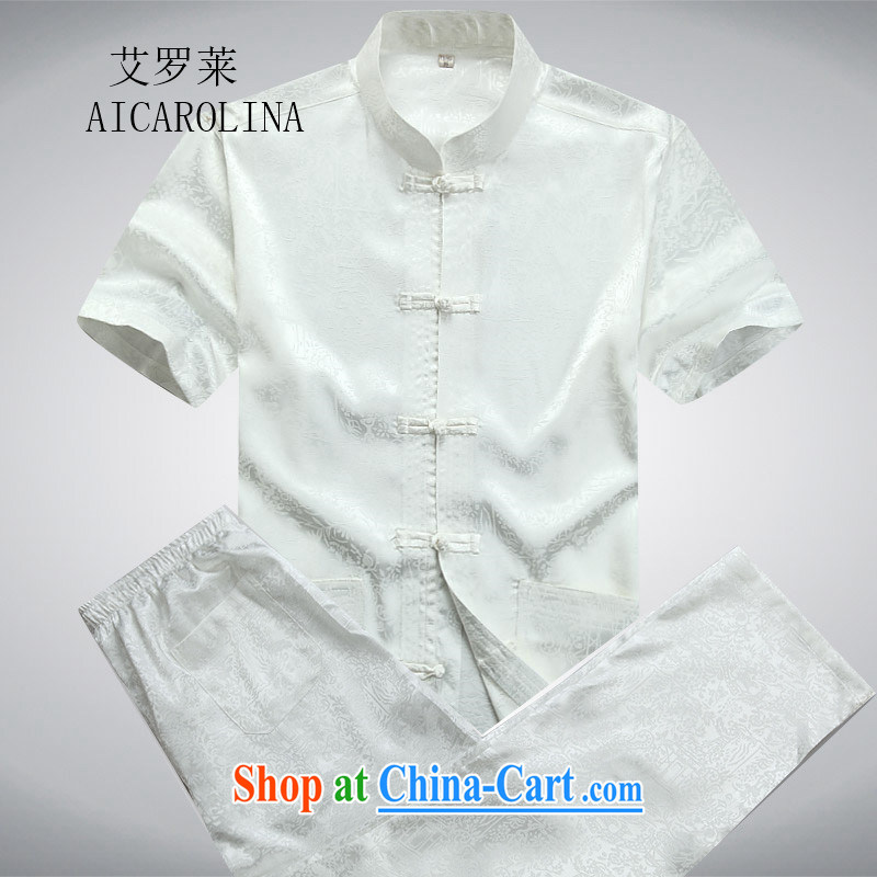 The Carolina boys, older men with short summer short-sleeved Tang loaded package of older persons leisure Chinese men father in white Kit XXXL