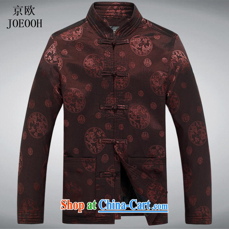 Putin's Euro 2015 spring men older people in Chinese T-shirt men's long-sleeved clothing fall and spring men's jackets and coffee-colored XXXL, Beijing (JOE OOH), shopping on the Internet