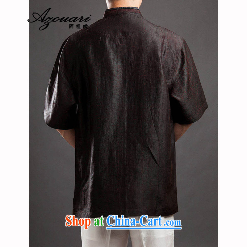 The TSU defense (Azouari) boutique aroma cloud yarn male Chinese Chinese shirt short-sleeved silk Chinese men and dark red 52, Cho's (AZOUARI), and, on-line shopping