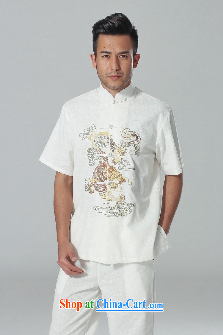 Bin Laden smoke-free summer New Men's short-sleeved Chinese Chinese, for the flap embroidered dragon cotton Ma Tai Chi uniforms men's package white Kit 3 XL pictures, price, brand platters! Elections are good character, the national distribution, so why buy now enjoy more preferential! Health