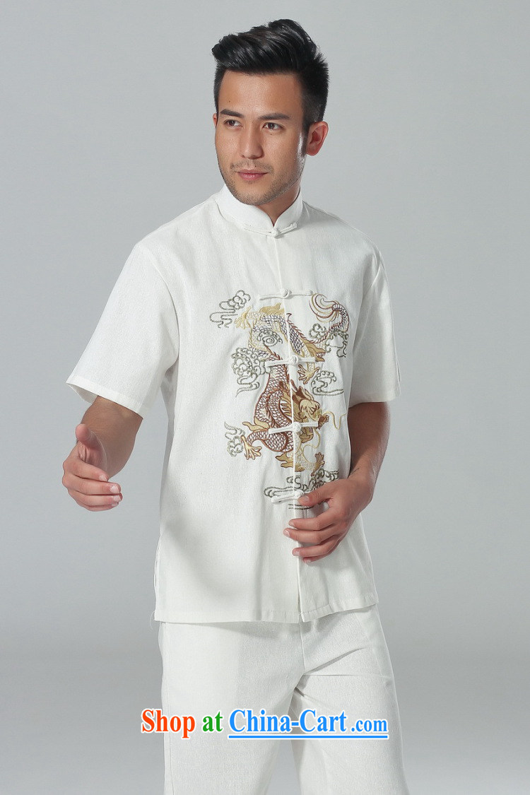 Bin Laden smoke-free summer New Men's short-sleeved Chinese Chinese, for the flap embroidered dragon cotton Ma Tai Chi uniforms men's package white Kit 3 XL pictures, price, brand platters! Elections are good character, the national distribution, so why buy now enjoy more preferential! Health