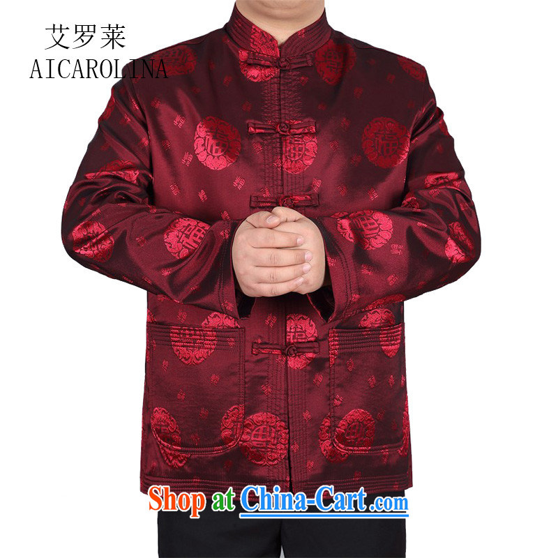 The Carolina boys men Tang package installed in summer older Chinese men and spring and summer wear long-sleeved dress Chinese Grandpa red XXXL