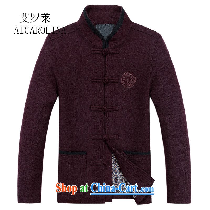 The summer, new Chinese men Nepal in serving older long-sleeved? The jacket coat China wind jacket maroon XXXL
