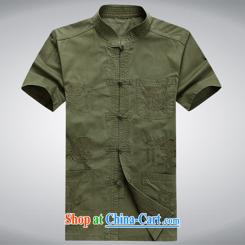 The chestnut mouse summer new middle-aged and older Chinese men and a short-sleeved T-shirt casual China wind Tang with dark green XXXL, the chestnut mouse (JINLISHU), shopping on the Internet